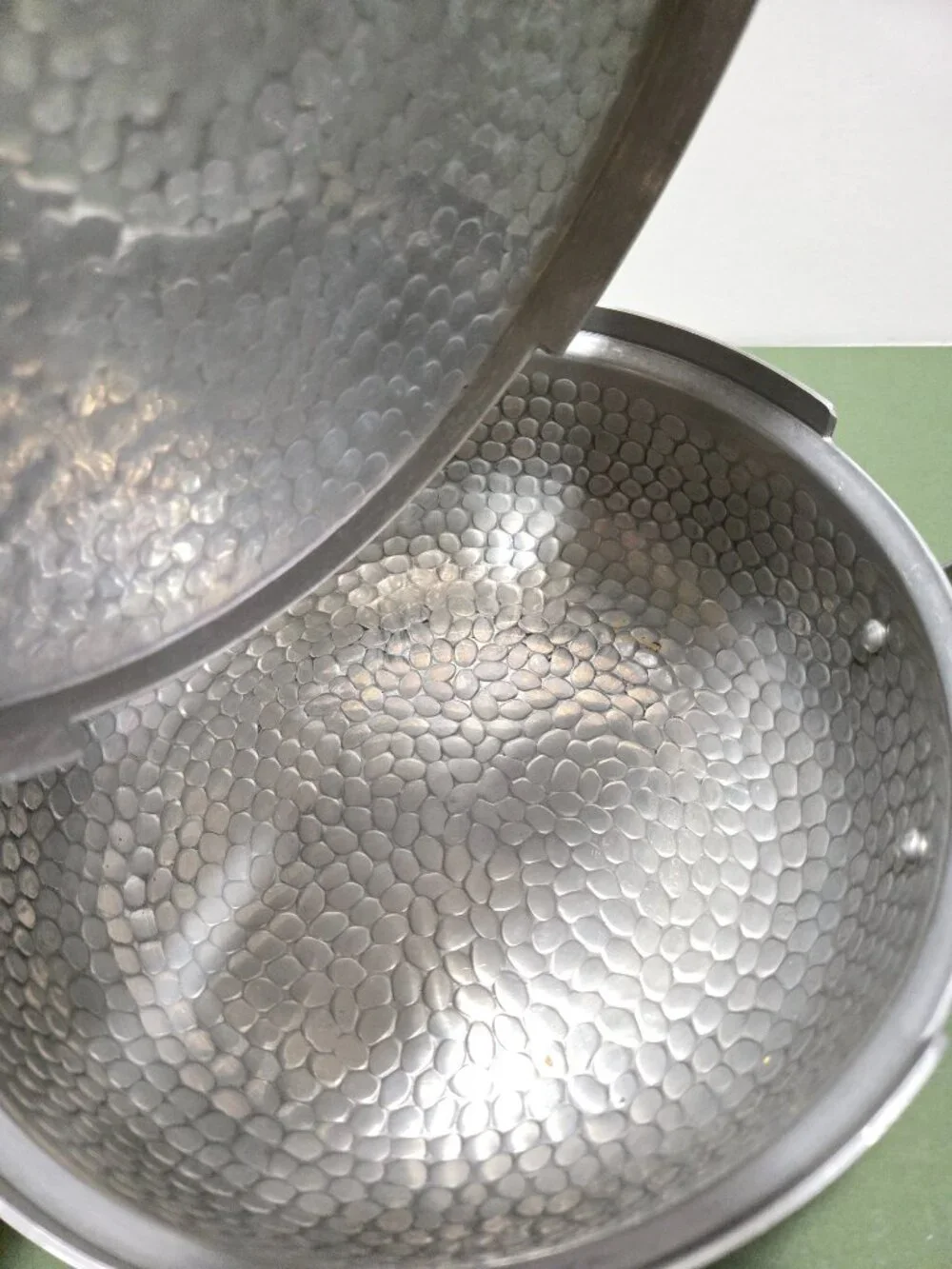 Vintage Aluminum Hammered Finish Pot w/Lid